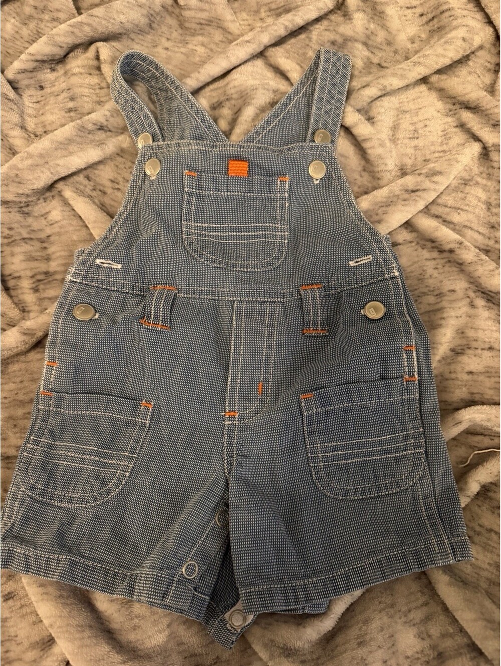 Baby Denim Overall Romper One-Piece 0-3 Months Blue Sleeveless Snap